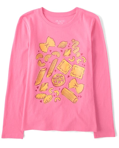 T-shirt graphique à motifs de pâtes pour filles