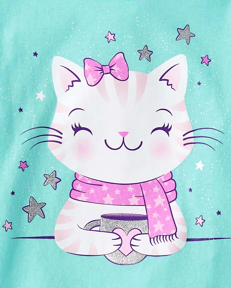 Girls Cat Cocoa Graphic Tee