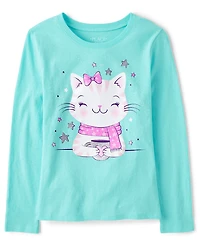 Girls Cat Cocoa Graphic Tee