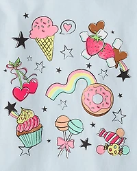 T-shirt graphique pour filles avec motif de collations