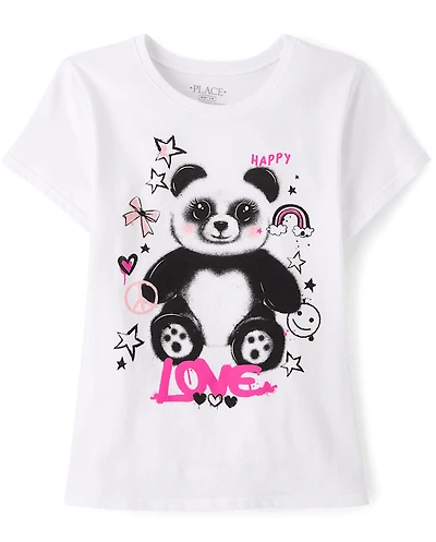 Girls Panda Love Graphic Tee