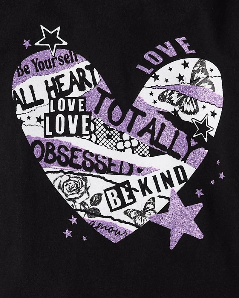 Girls Graffiti Heart Graphic Tee