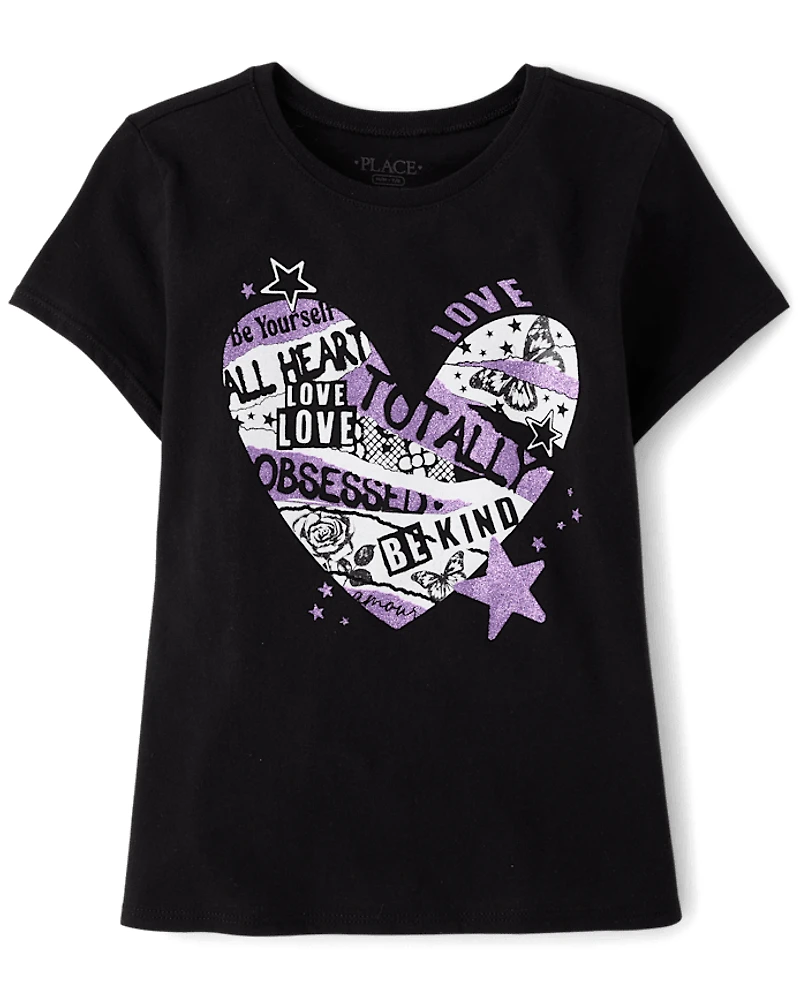 Girls Graffiti Heart Graphic Tee