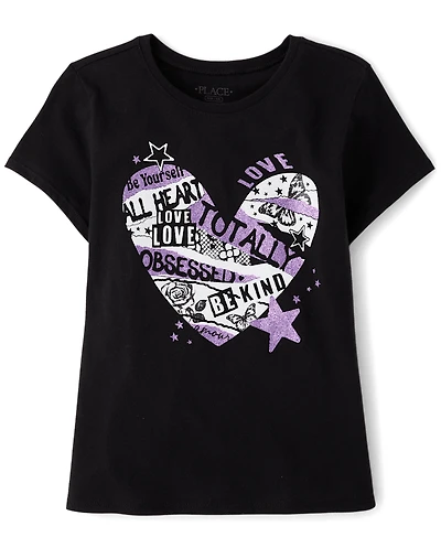Girls Graffiti Heart Graphic Tee