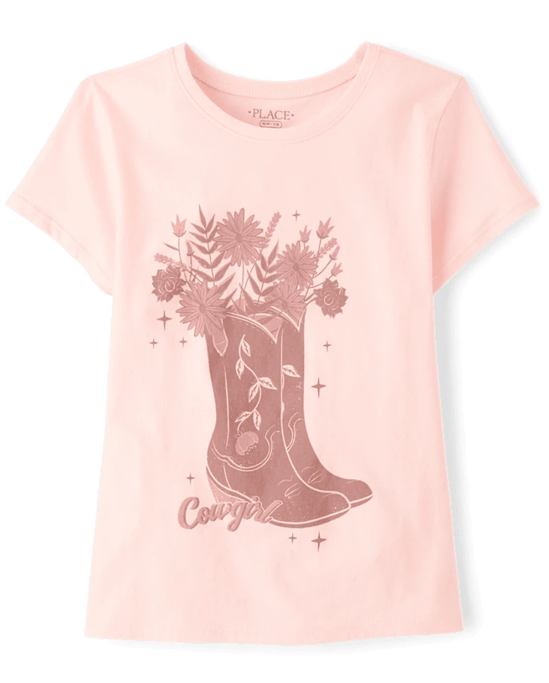 Girls Cowgirl Boots Graphic Tee