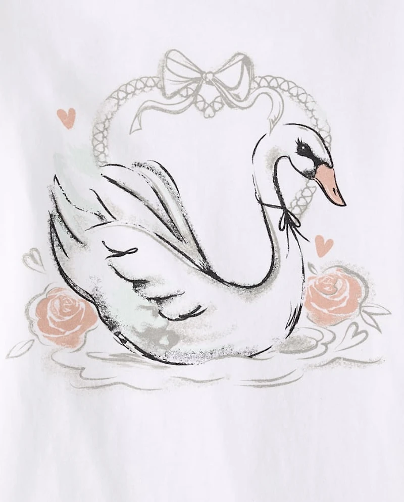 Girls Swan Graphic Tee