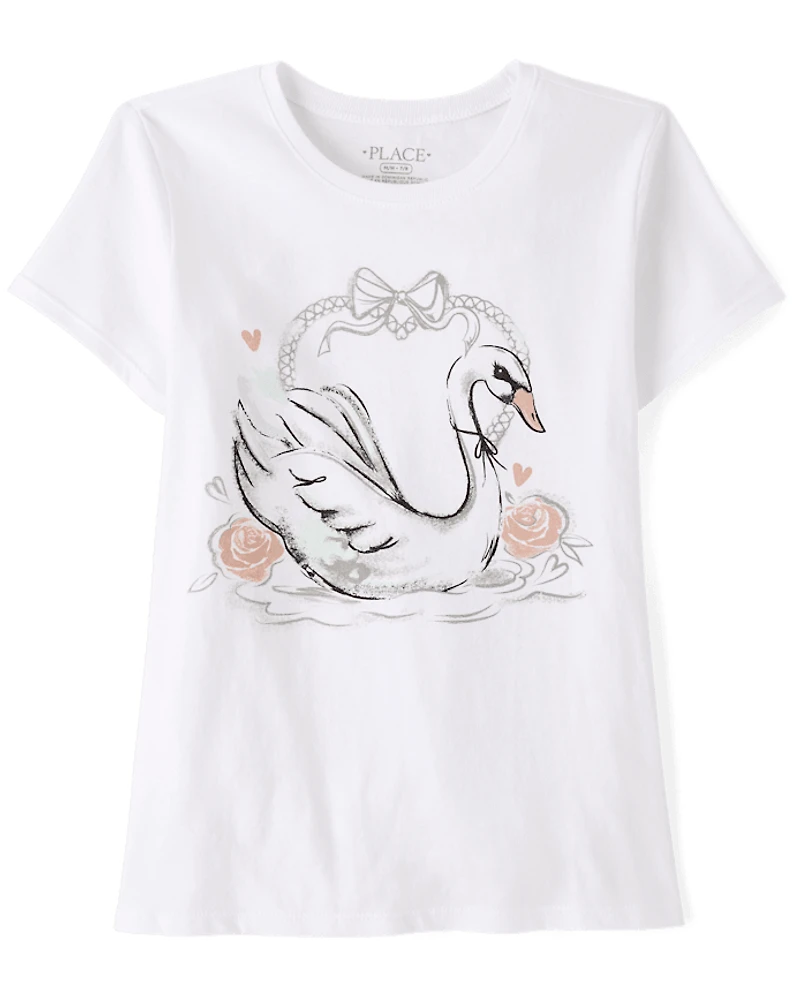 Girls Swan Graphic Tee