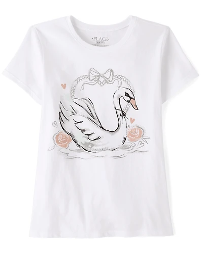 Girls Swan Graphic Tee