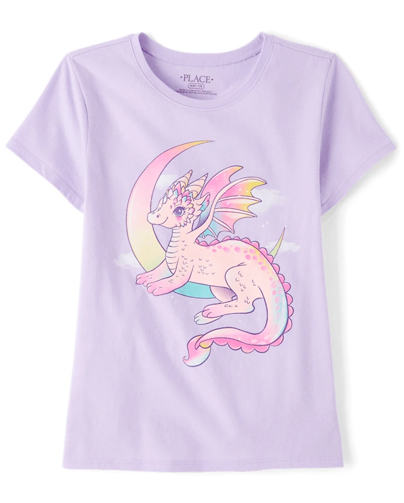 Girls Moon Dragon Graphic Tee