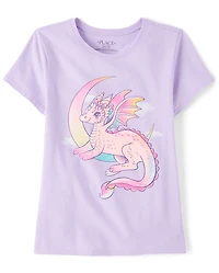 Girls Moon Dragon Graphic Tee