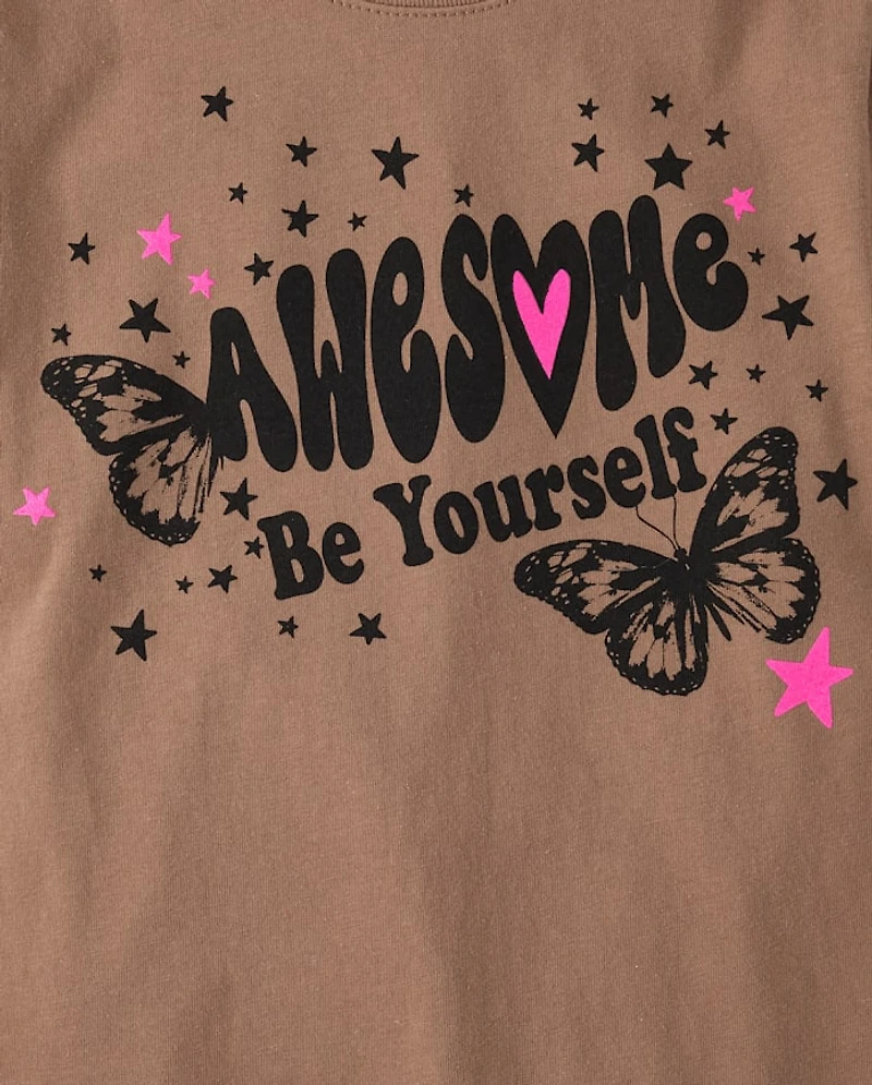 Girls Be Yourself Butterfly Graphic Tee