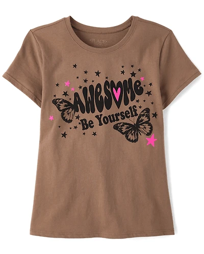 Girls Be Yourself Butterfly Graphic Tee