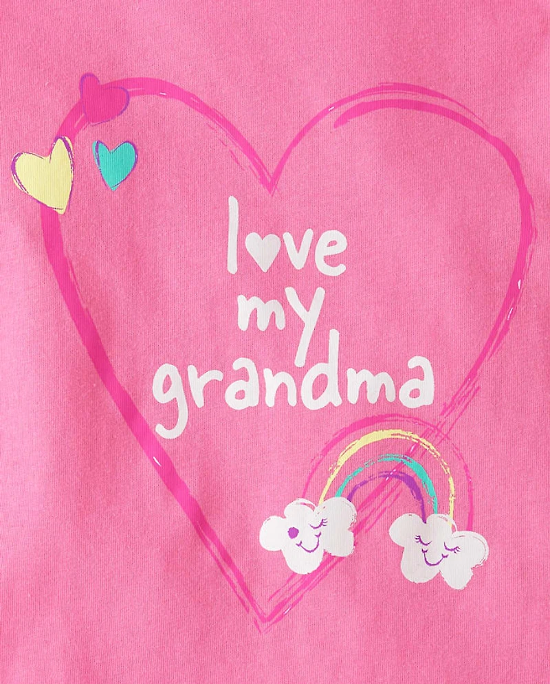 Baby And Toddler Girls Love My Grandma Graphic Tee