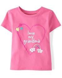 Baby And Toddler Girls Love My Grandma Graphic Tee
