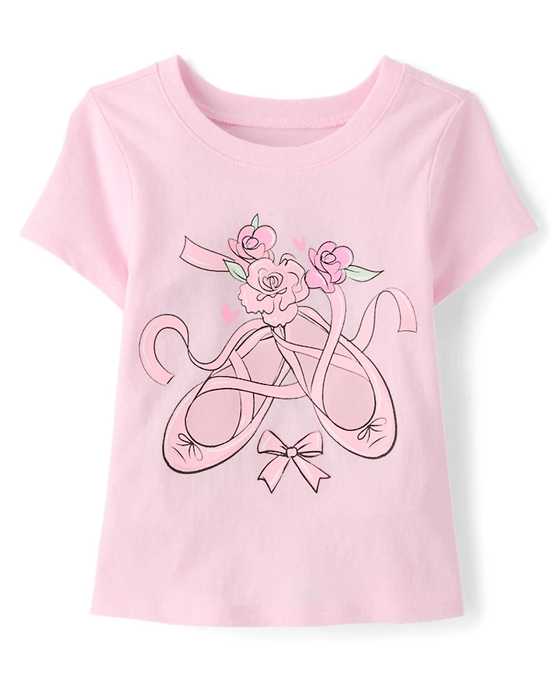 Baby And Toddler Girls Ballet Shoes Graphic Tee