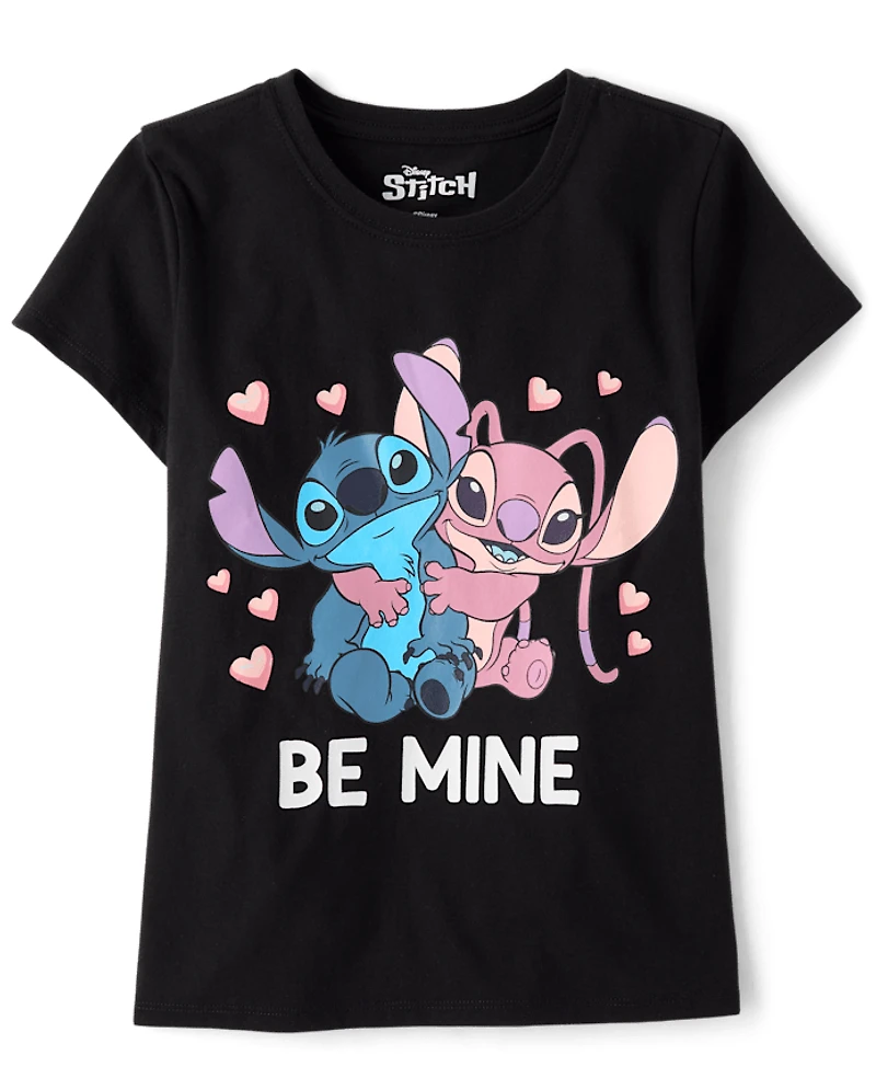 T-shirt graphique Stitch™ pour filles, spécial Saint-Valentin