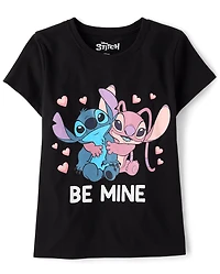 T-shirt graphique Stitch™ pour filles, spécial Saint-Valentin