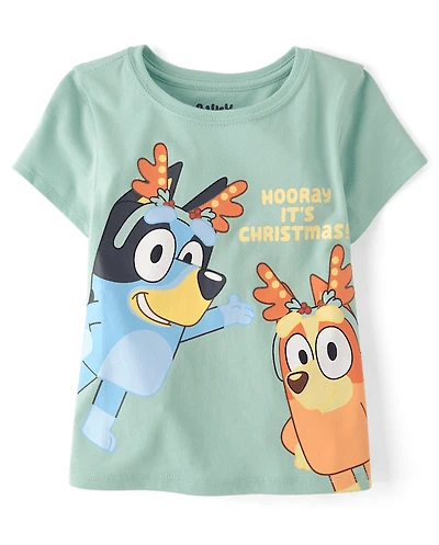 T-shirt graphique de Noël pour bébé et petite fille Bluey™ Bingo Reindeer