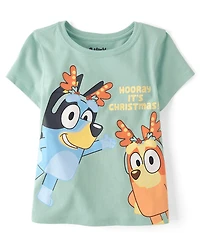 T-shirt graphique de Noël pour bébé et petite fille Bluey™ Bingo Reindeer