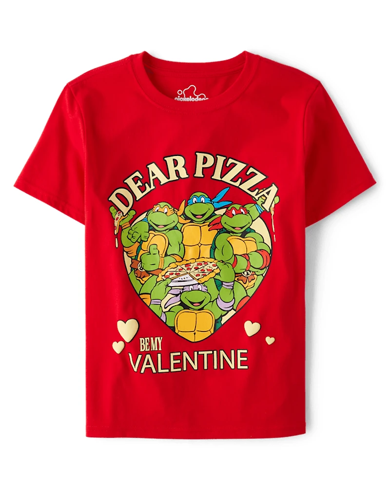T-shirt graphique Tortues Ninja™ pour garçon, motif pizza de la Saint-Valentin