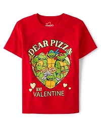 T-shirt graphique Tortues Ninja™ pour garçon, motif pizza de la Saint-Valentin