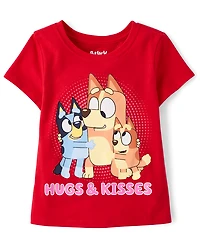 Baby And Toddler Girls Bluey™ Hugs Kisses Valentine's Day Graphic Tee