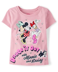 Baby And Toddler Girls Minnie Mouse™ Daisy Dancing Glitter Graphic Tee