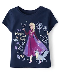 Baby And Toddler Girls Frozen™ Elsa Forest Glitter Graphic Tee