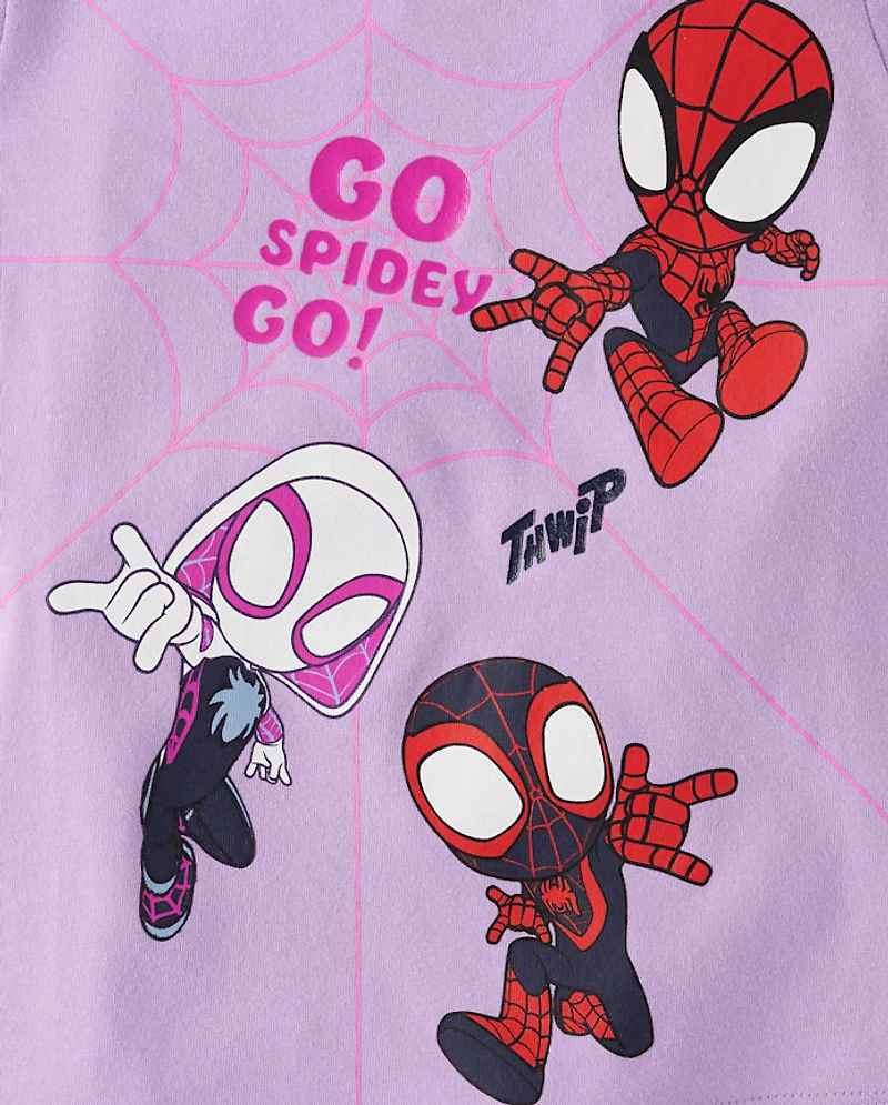 Baby And Toddler Girls Spidey Friends™ Metallic Graphic Tee