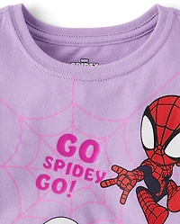 Baby And Toddler Girls Spidey Friends™ Metallic Graphic Tee
