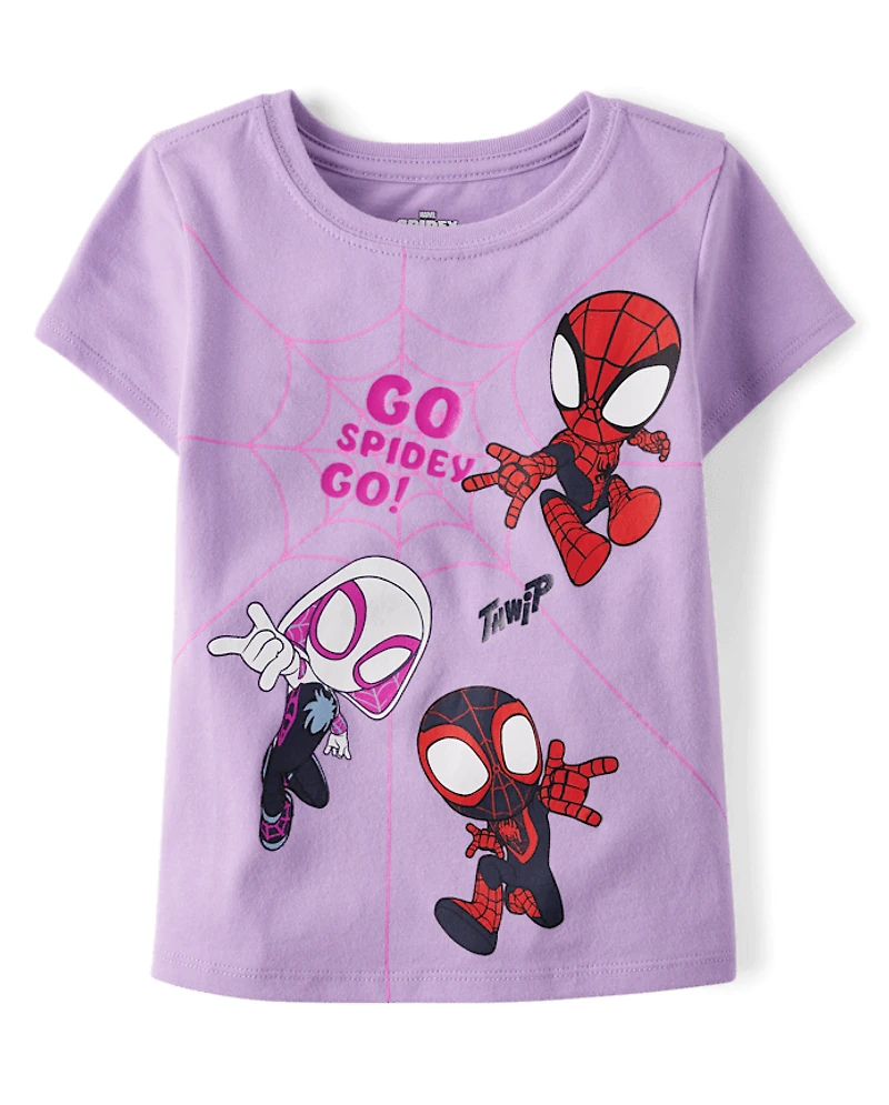 Baby And Toddler Girls Spidey Friends™ Metallic Graphic Tee