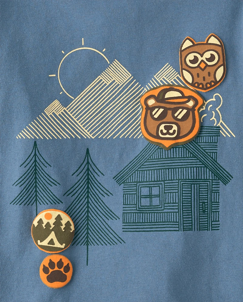 Baby And Toddler Boys Camping Patches Graphic Tee