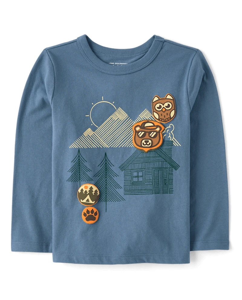 Baby And Toddler Boys Camping Patches Graphic Tee