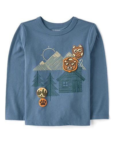 Baby And Toddler Boys Camping Patches Graphic Tee
