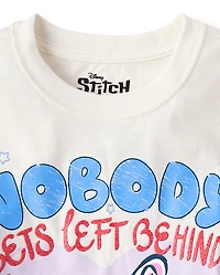 Girls Stitch™ Nobody Gets Left Behind Glitter Relaxed Graphic Tee