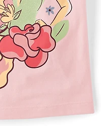 T-shirt graphique décontracté à paillettes Disney™ Princesses pour filles