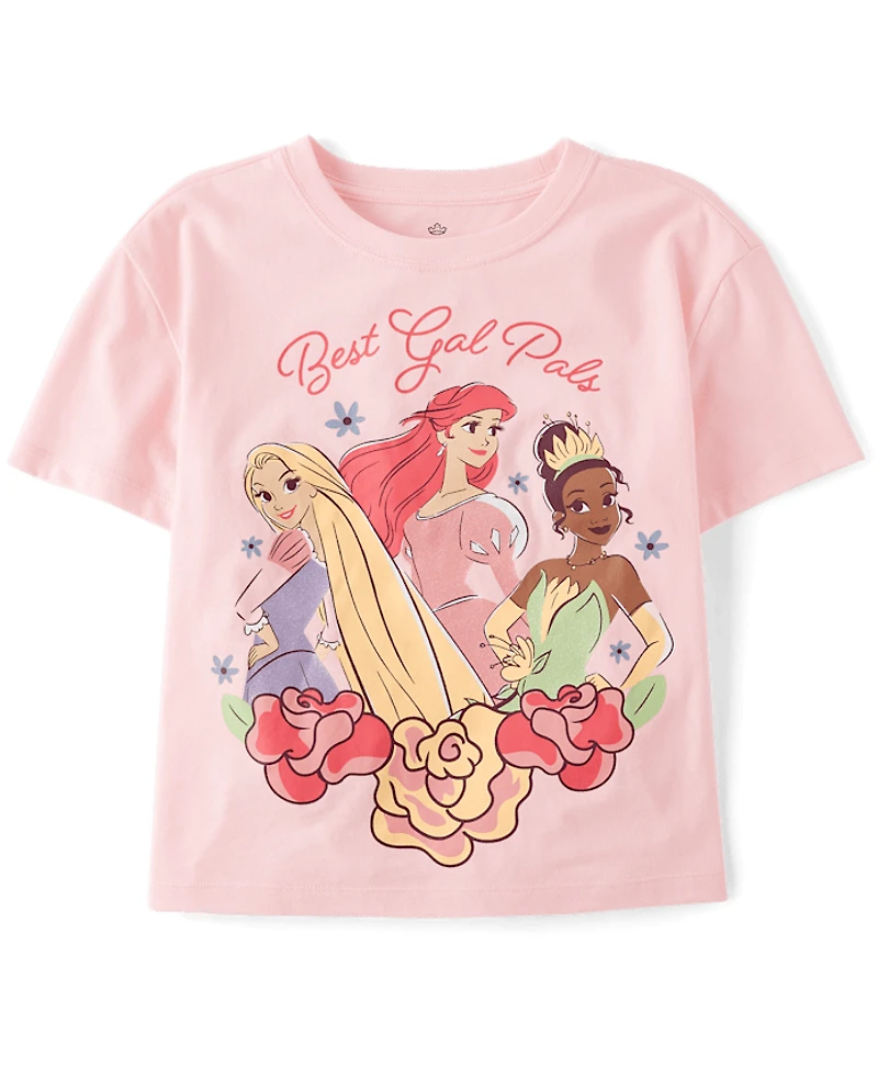 Girls Disney™ Princess Best Gal Pals Glitter Oversized Graphic Tee