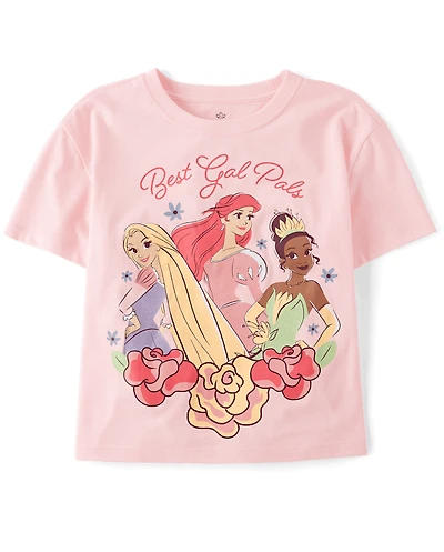 Girls Disney™ Princess Best Gal Pals Glitter Oversized Graphic Tee