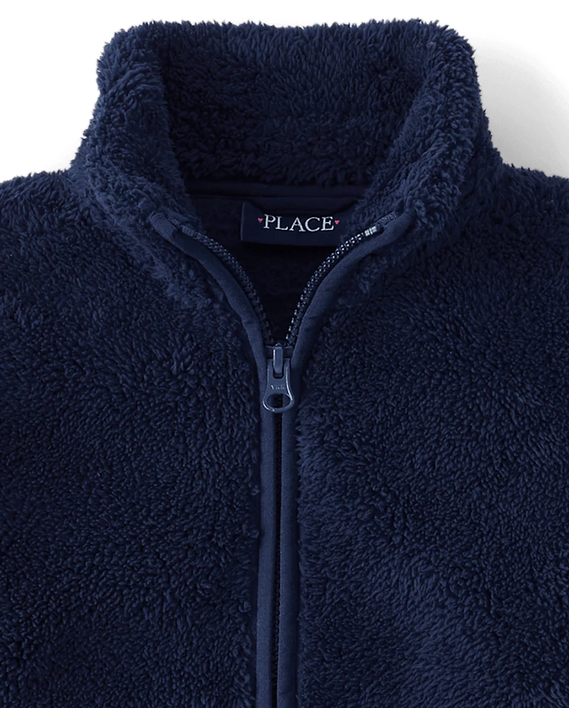 Girls Heavyweight Sherpa Zip Up Jacket