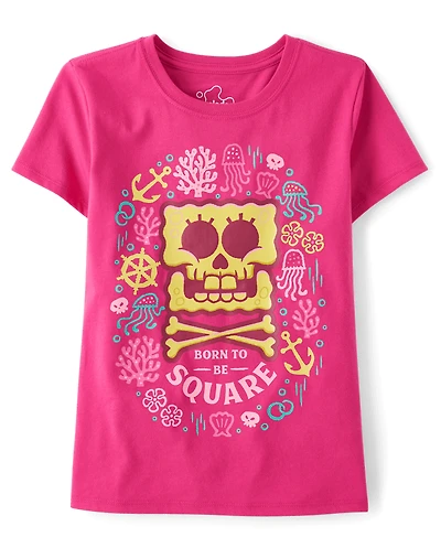 T-shirt graphique Bob l'éponge™ tête de mort et os croisés pour fille