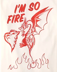 Boys Valentine's Day I'm So Fire Dragon Graphic Tee
