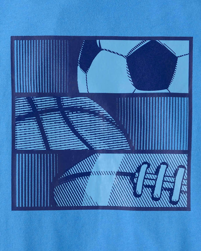 Boys Sports Balls Puff Print Graphic Tee