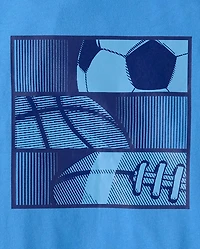 Boys Sports Balls Puff Print Graphic Tee