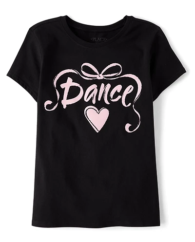 T-shirt graphique à imprimé bouffant et ruban de danse pour filles