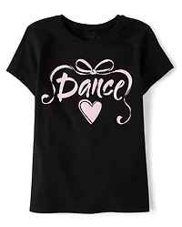 T-shirt graphique à imprimé bouffant et ruban de danse pour filles