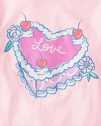 Girls Sweet Heart Cake Graphic Tee