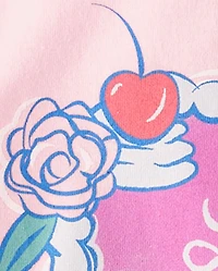 T-shirt graphique gâteau en forme de cœur pour filles