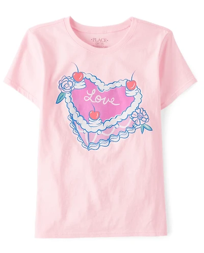 Girls Sweet Heart Cake Graphic Tee