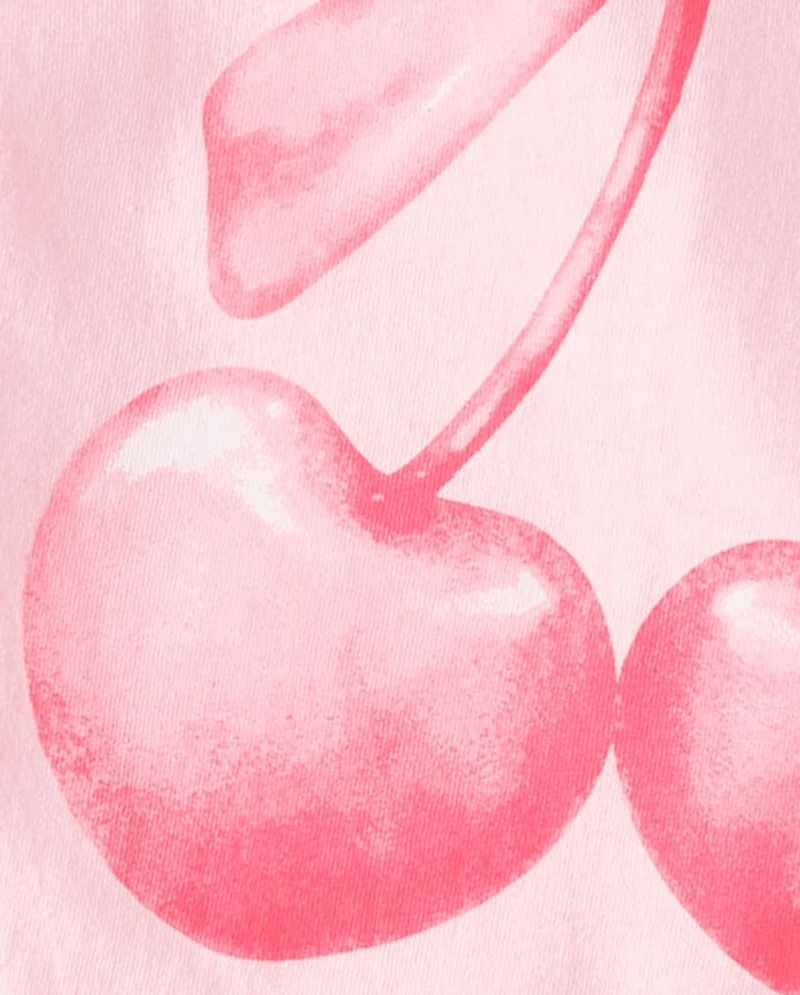 Girls Valentine's Day Bow Cherries Graphic Tee
