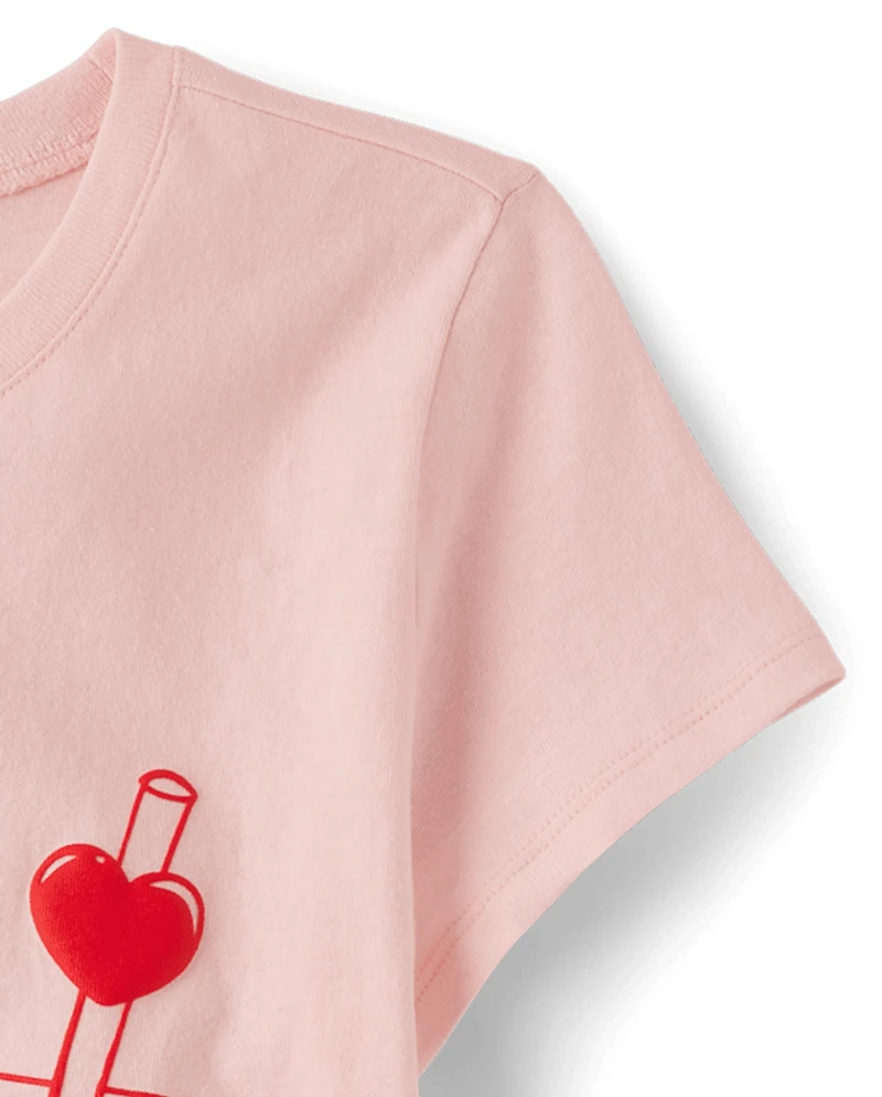 T-shirt graphique Boba Love pour la Saint-Valentin entre filles